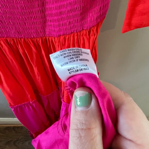 Koko‎ & Mason Tie Should Tiered Maxi Dress In Pink/ Orange- Size M - Picture 3 of 5